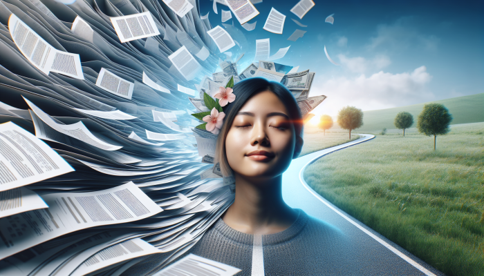 Strategies for Consolidating Student Loans: A Guide | DCL A person relieved as multiple loan documents merge into one, symbolizing student loan consolidation, with a clear financial path ahead.