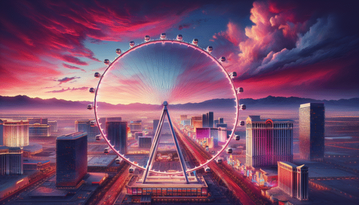 High Roller Observation Wheel in Las Vegas at sunset, providing panoramic views of the Strip.