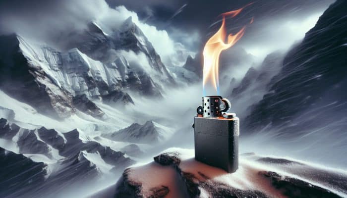 Survival Lighter Picks: A windproof lighter with dual flame mechanism and shield ignites in harsh Himalayan conditions.