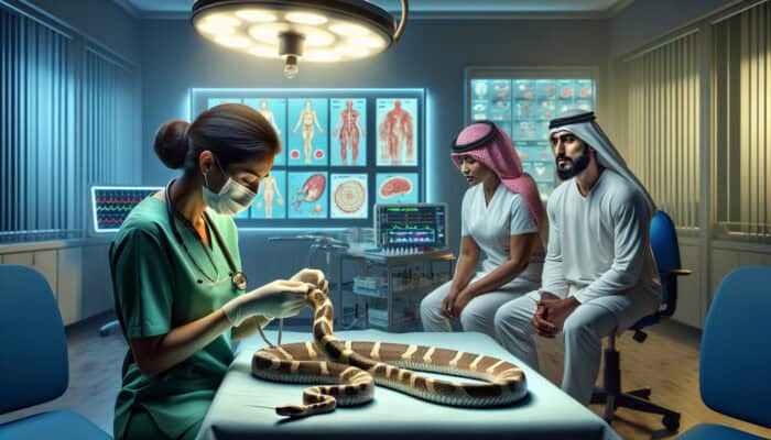 Veterinarian Administering Treatment for a Pet's Snake Bite