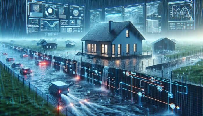 Perimeter Drainage Services in Maple Ridge: A cross-section of a house foundation showcasing the perimeter drainage system effectively diverting water away during heavy rainfall.
