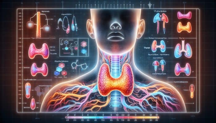 Thyroid Blood Test in Warrington: Illustration of thyroid hormone levels T3 and T4, diagnosing hypothyroidism and hyperthyroidism, and monitoring treatment.