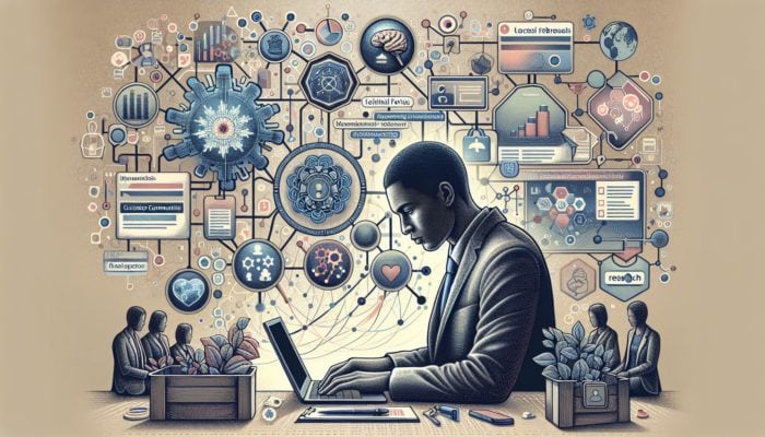 Person researching supplier reviews on laptop with multiple open tabs including industry forums, trade associations, and consumer review sites.