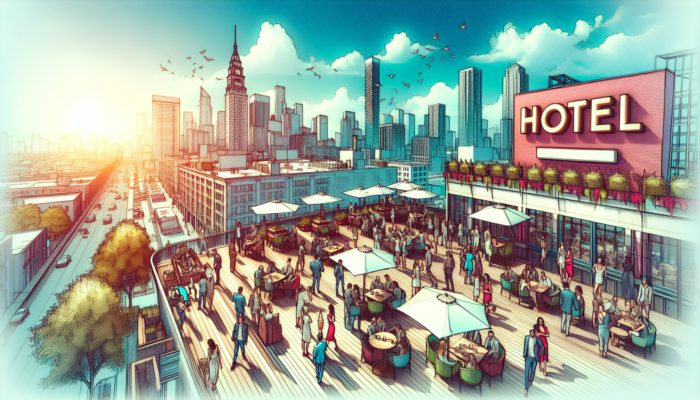 People enjoying drinks at The Strat and nearby expert-recommended spots with the Las Vegas skyline.