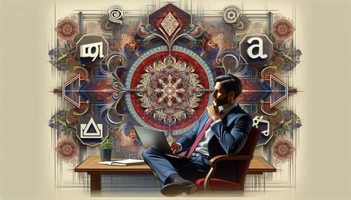 A small business owner analyzing e-commerce platform costs on a laptop, surrounded by various logos.