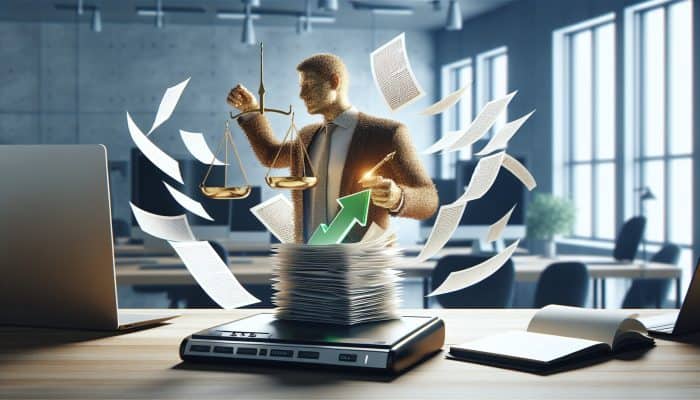 Debt Consolidation for High-Income Earners: UK Strategies | DCL A high earner in a modern office negotiates loan rates and monitors credit score on a laptop.